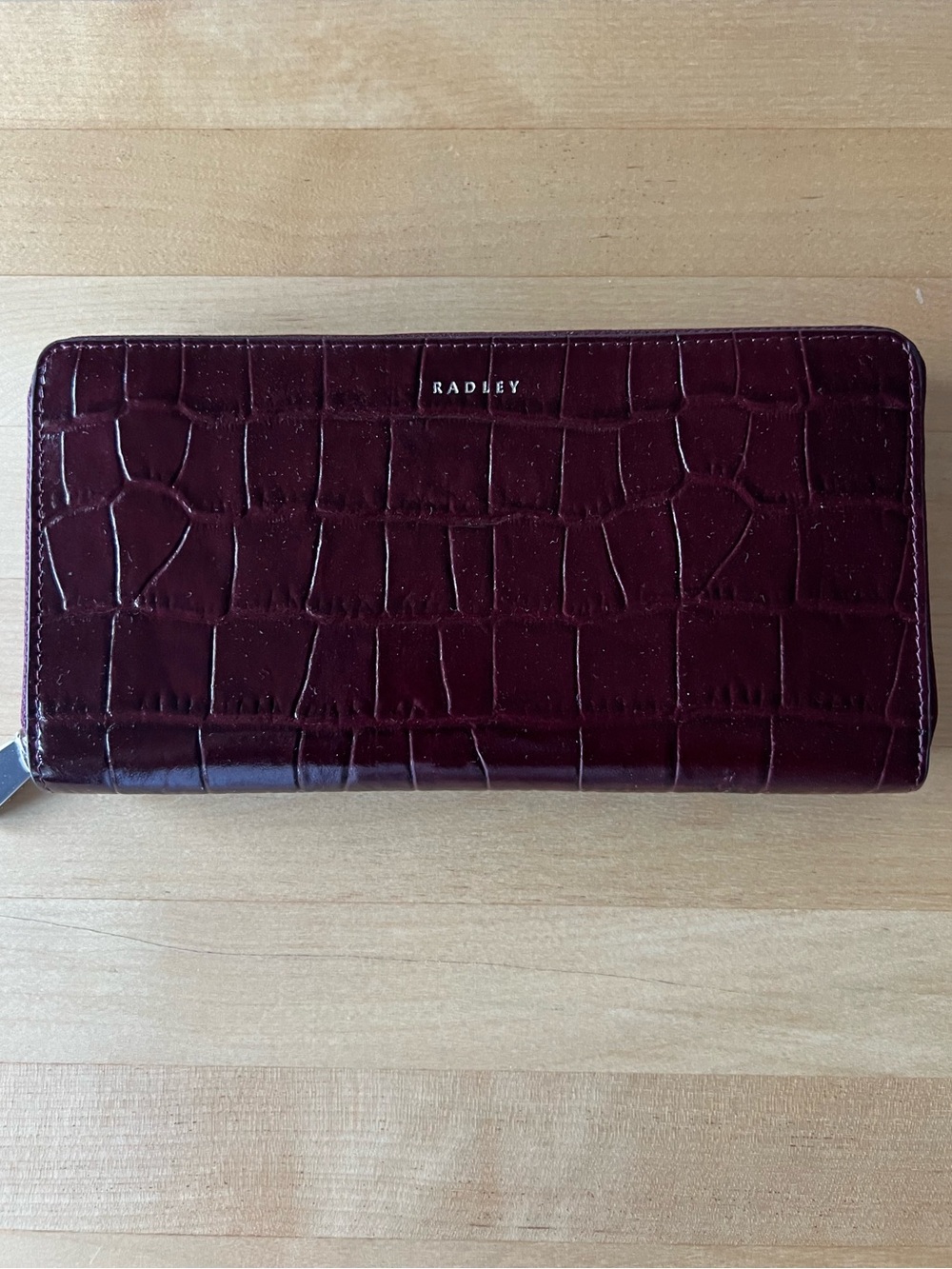 Radley Croc-Embossed Zip-Around Wallet in Burgundy